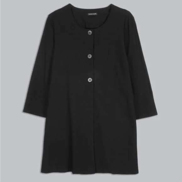Eileen Fisher Washable Stretch Crepe Jacket Button Front Black Size Small - Picture 8 of 8